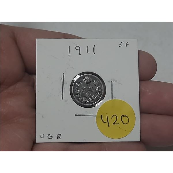 1911 Canada Silver 5 Cent.