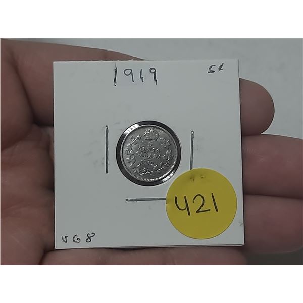 1919 Canada Silver 5 Cent.