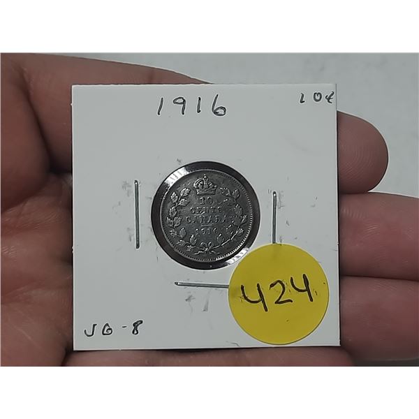1916 Canada Silver 10 Cent.