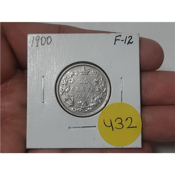 1900 Canada Silver 25 Cents.