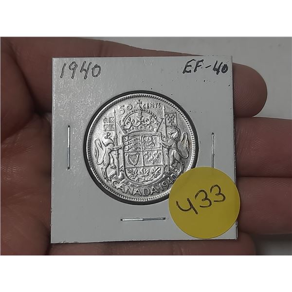 1940 Canada Silver 50 Cents.