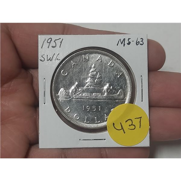 1951 Canada Silver One Dollar - (SWL)