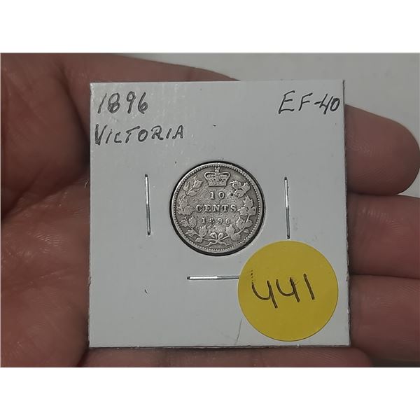 1896 Canada Silver 10 Cents.