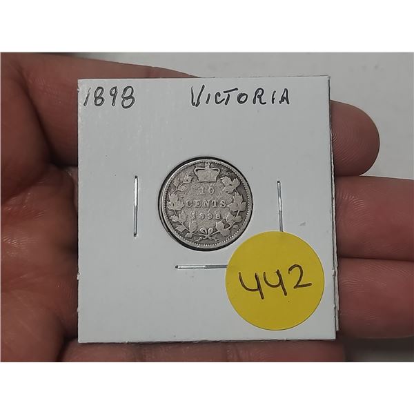 1898 Canada Silver 10 Cents.