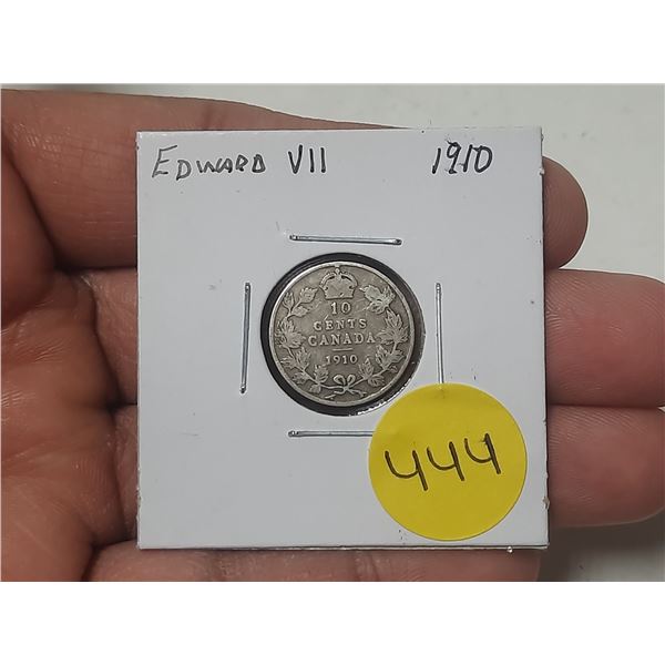 1910 Canada Silver 10 Cents.