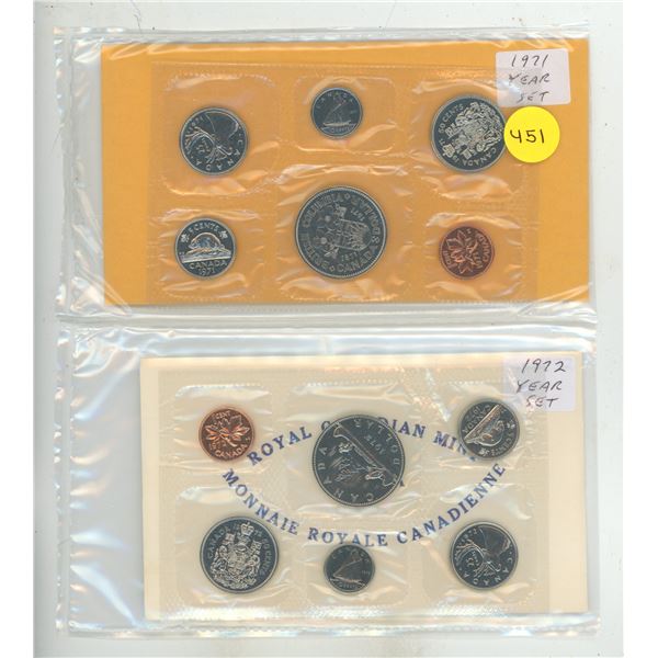 1971 and 1972 Canada Proof Like Uncirculated Coin Set.