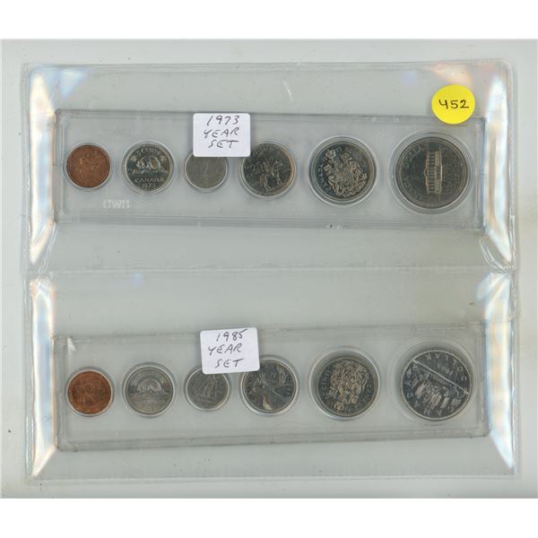 1973 and 1985 Canada Proof Like Uncirculated Coin Set.
