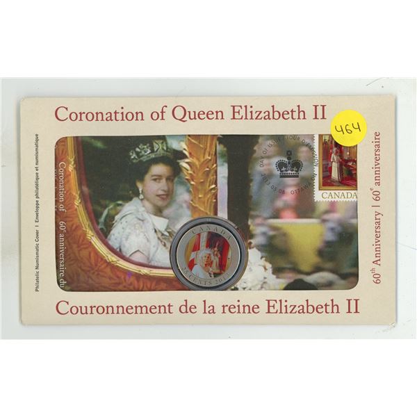 2013 Coronation of Queen Elizabeth Colourized 25 Cents. Specimen. Housed in its unopened holder.