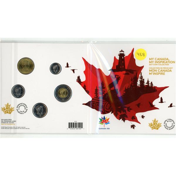 1867 – 2017 My Canada, My Inspiration Coin Collection. 5-coin set includes 2 colourized coi