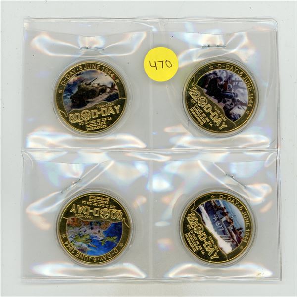 Set of 4 D-Day Colourized medals commemorating the 80th Anniversary of D-Day.