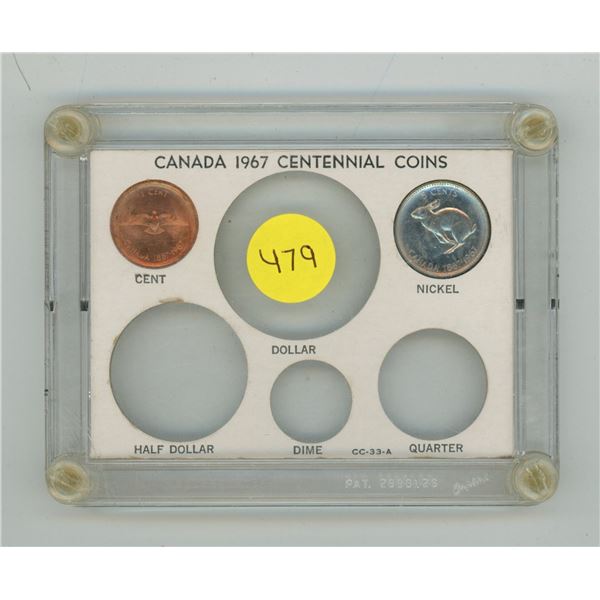 1867 – 1967 partial Centennial Set, housed in a hard plastic holder.