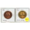 Image 1 : Set of 2 1867 – 1967 Canadian Confederation medals depicting Queen Victoria and Elizabeth. 