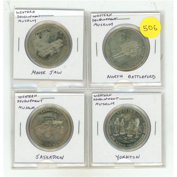 Complete set of 4 Western Development Museum large medals, one for each museum. BU.