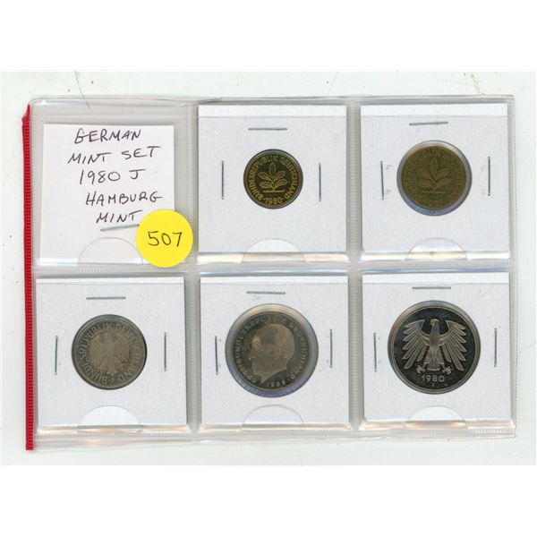 1980J German Mint Set. Hamburg Mint. BU.