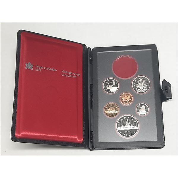 1982 Double Dollar Proof Set. Missing the Silver Dollar. Housed in its original RCM case.