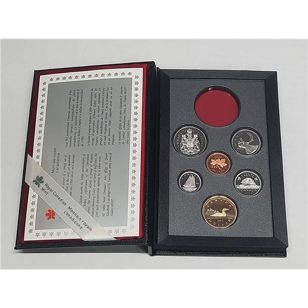 1990 Double Dollar Proof Set. Missing the Silver Dollar. Housed in its original RCM case.