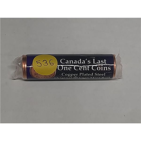 Complete roll of 50 Canadian 2012 Small Cents. Canada’s Last One Cent Coins in special pack