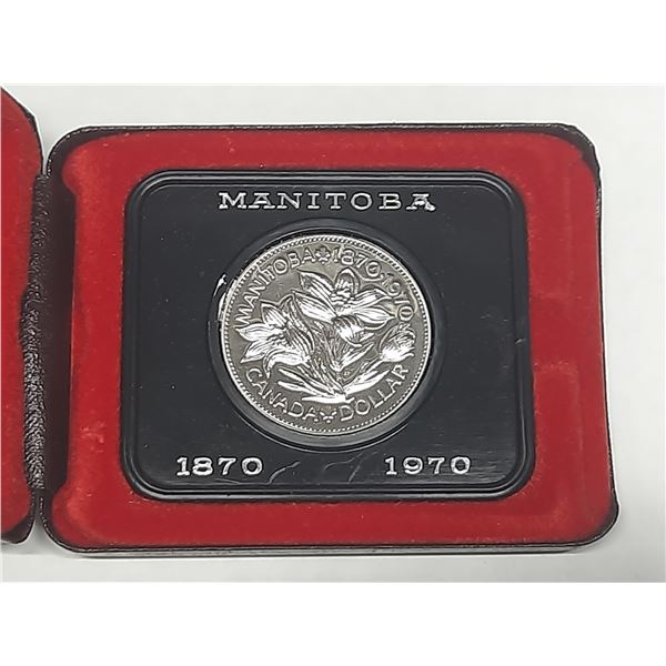 1970 Manitoba Centennial Specimen Nickel Dollar. Housed in its original RCM case.