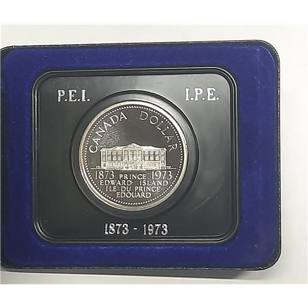 1973 Prince Edward Island Centennial Specimen Nickel Dollar. Housed in its original RCM case.