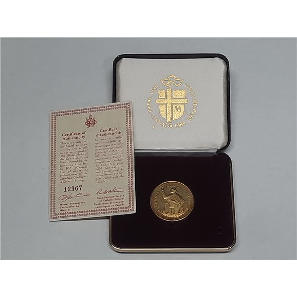 The Official Medal of the Canadian Papal Visit to Canada by Pope John Paul II. Housed in its origina