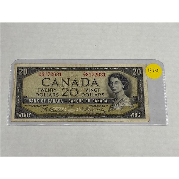 1954 Canada Twenty Dollars.