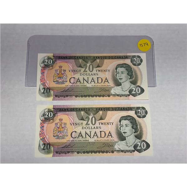 (2) 1979 Canada Twenty Dollars  - (Unciculated).