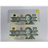 Image 1 : (2) 1991 Canada Twenty Dollars  -  (Unciculated).