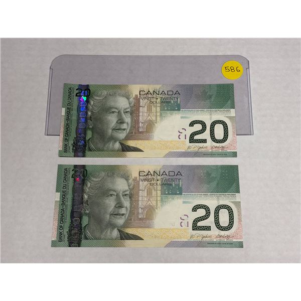 (2) 2004 Canada Twenty Dollars  -  (Unciculated).