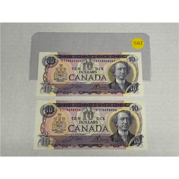 (2) 1971 Canada Ten Dollars  -  (Unciculated).