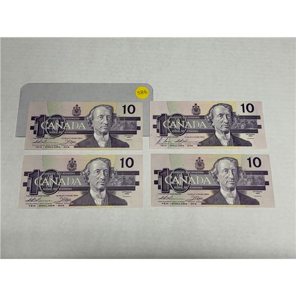 (4) 1989 Canada Ten Dollars  -  (Unciculated).