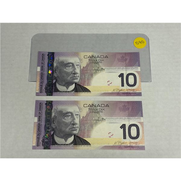 (2) 2005 Canada Ten Dollars  - (In Sequence & Unciculated).