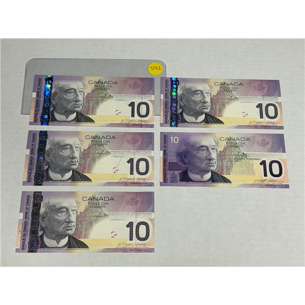 (4) 2005 & (1) 2001 Canada Ten Dollars  - (Uncirculated).