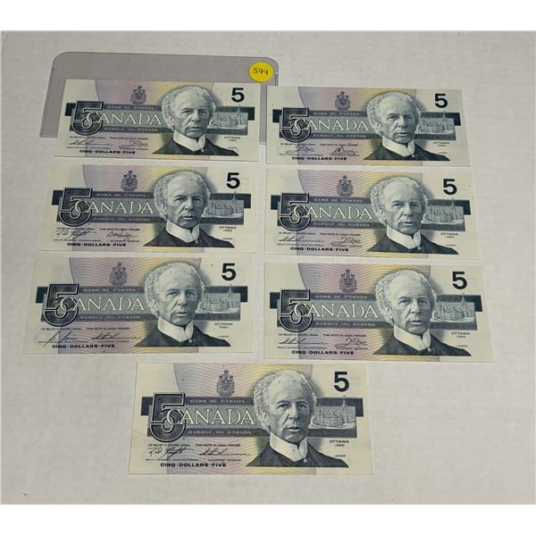 (7) 1986 Canada Five Dollars - (Uncirculated).