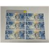 Image 2 : (6) 2002 Canada Five Dollars - (Uncirculated). (No Holographic Security Stripe)