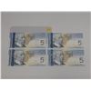 Image 1 : (4) 2002 Canada Five Dollars - (Uncirculated). (With Holographic Security Stripe)