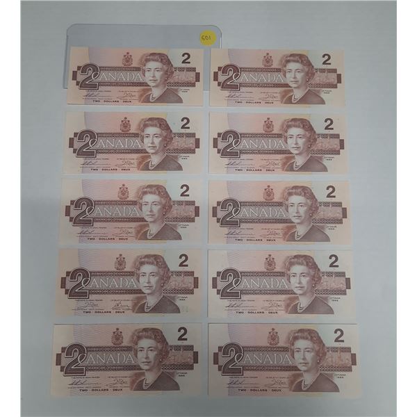 (10) 1986 Canada Two Dollars - (Uncirculated)