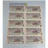 Image 2 : (10) 1986 Canada Two Dollars - (Every Two Notes In Sequence) (All Unciculated).