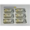 Image 1 : (6) 1973 Canada Two Dollars - (Every Two Notes In Sequence) (All Uncirculated).