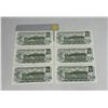 Image 2 : (6) 1973 Canada Two Dollars - (Every Two Notes In Sequence) (All Uncirculated).