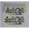 Image 1 : (2) 1991 Canada Twenty Dollars - (In Sequence & Uncirculated).