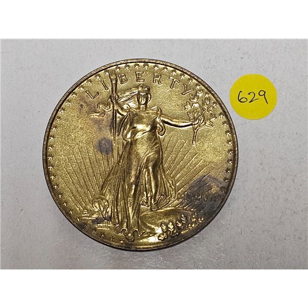 1907 MCMVII Saint-Gaudens $20 Double Eagle Gold Coin Replica