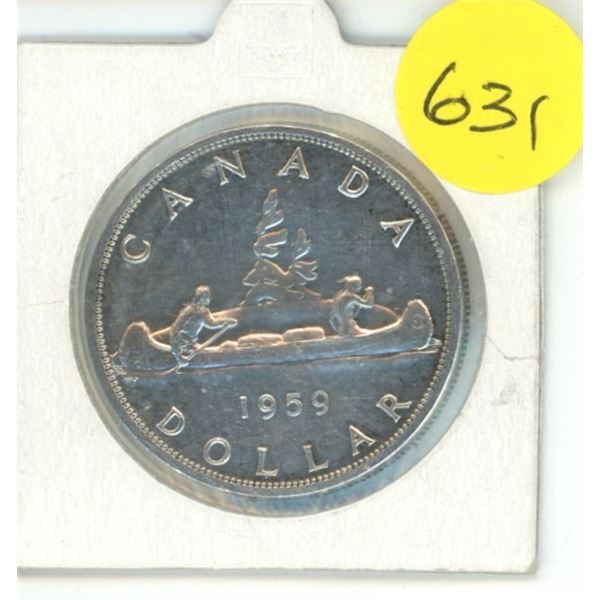 1959 Canada Voyageur 80% Silver Dollar Coin