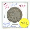 Image 1 : 1944 United States Walking Liberty 90% Silver Half Dollar Coin