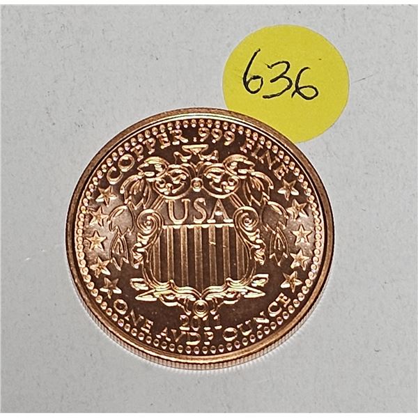 2011 Morgan Dollar Design 1 oz .999 Fine Copper Bullion