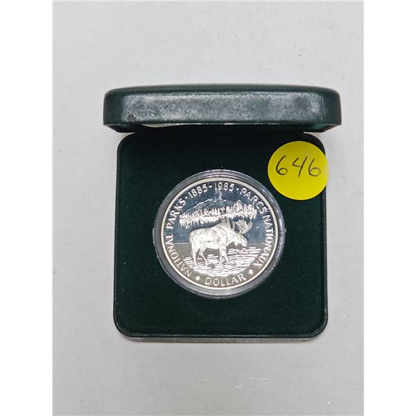 1985 Canada National Parks Centennial Moose 50% Silver Dollar Coin