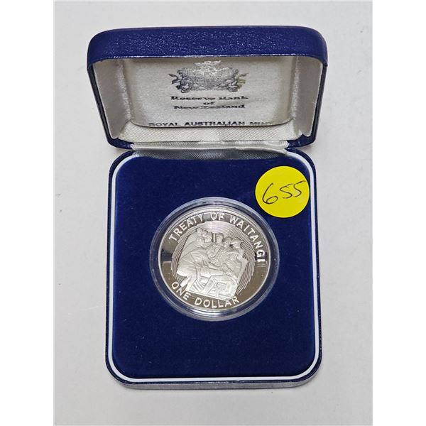 1990 New Zealand Treaty of Waitangi Sesquicentennial One Dollar Coin