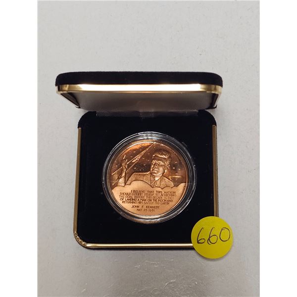 1969 Apollo 11 First Lunar Landing JFK Space Goal Commemorative Medal