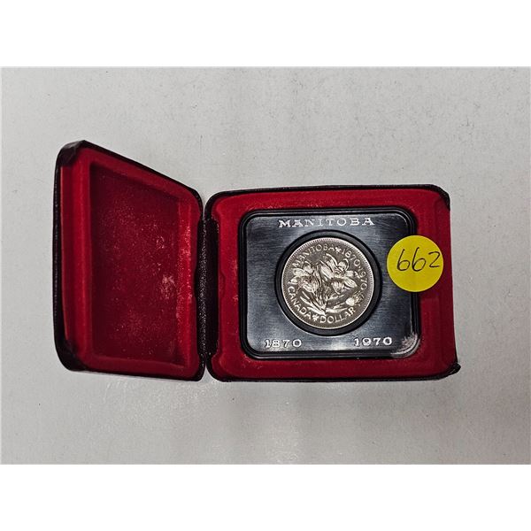 1970 Canada Manitoba Centennial 50% Silver Dollar Coin Boxed