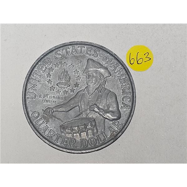 Oversized 1776-1976 United States Bicentennial Quarter Replica Metal Coin