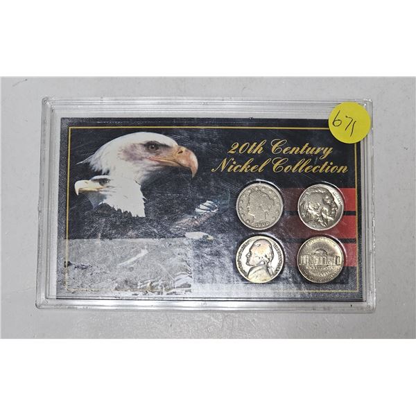 20th Century US Nickel Collection 4-Coin Set in Hard Case